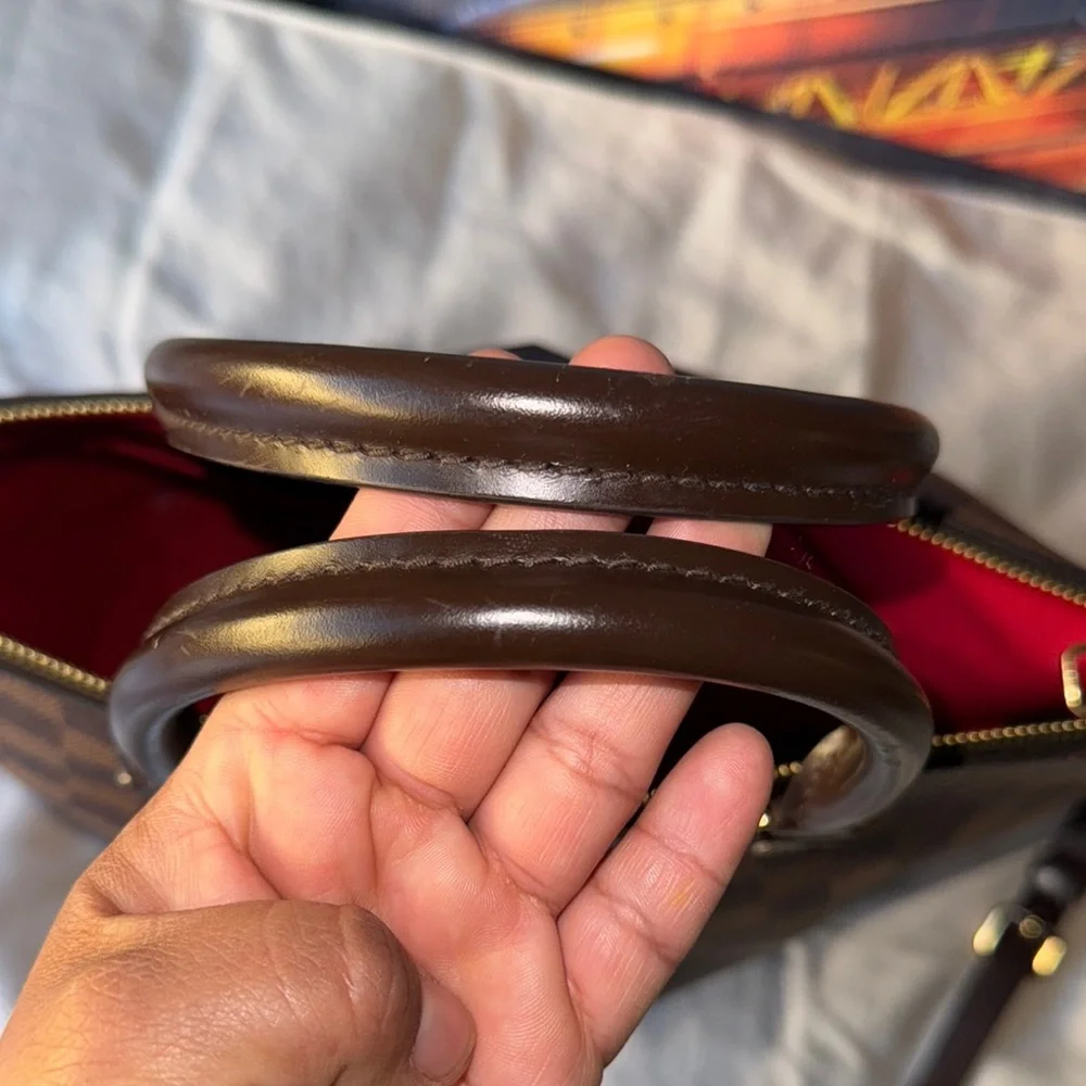 Louis Vuitton Damier Ebene Shoulder Bag with Red Interior